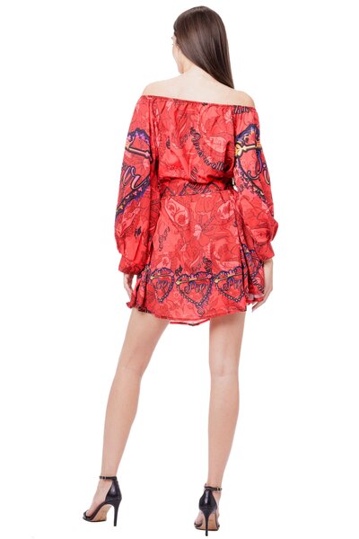 Rochie sexy midi vaporoasa rosie